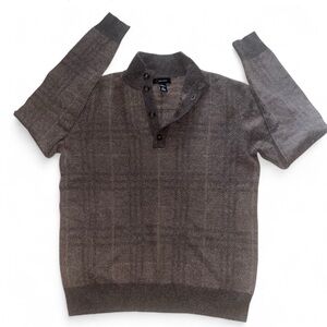 Elegant Charcoal Crewneck Sweater Wool Cashmere Brown